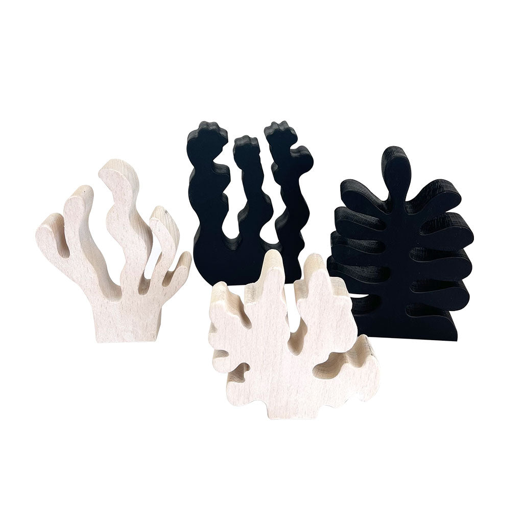 Wooden Sea Grasses Achromatic - 4pc