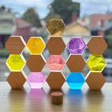 Hexagon Phatt Lucite and Wood Set - 16pc