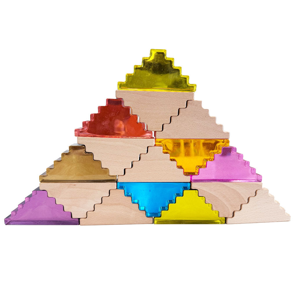 Stepped Phatt Lucite and Wood Set - 16pc