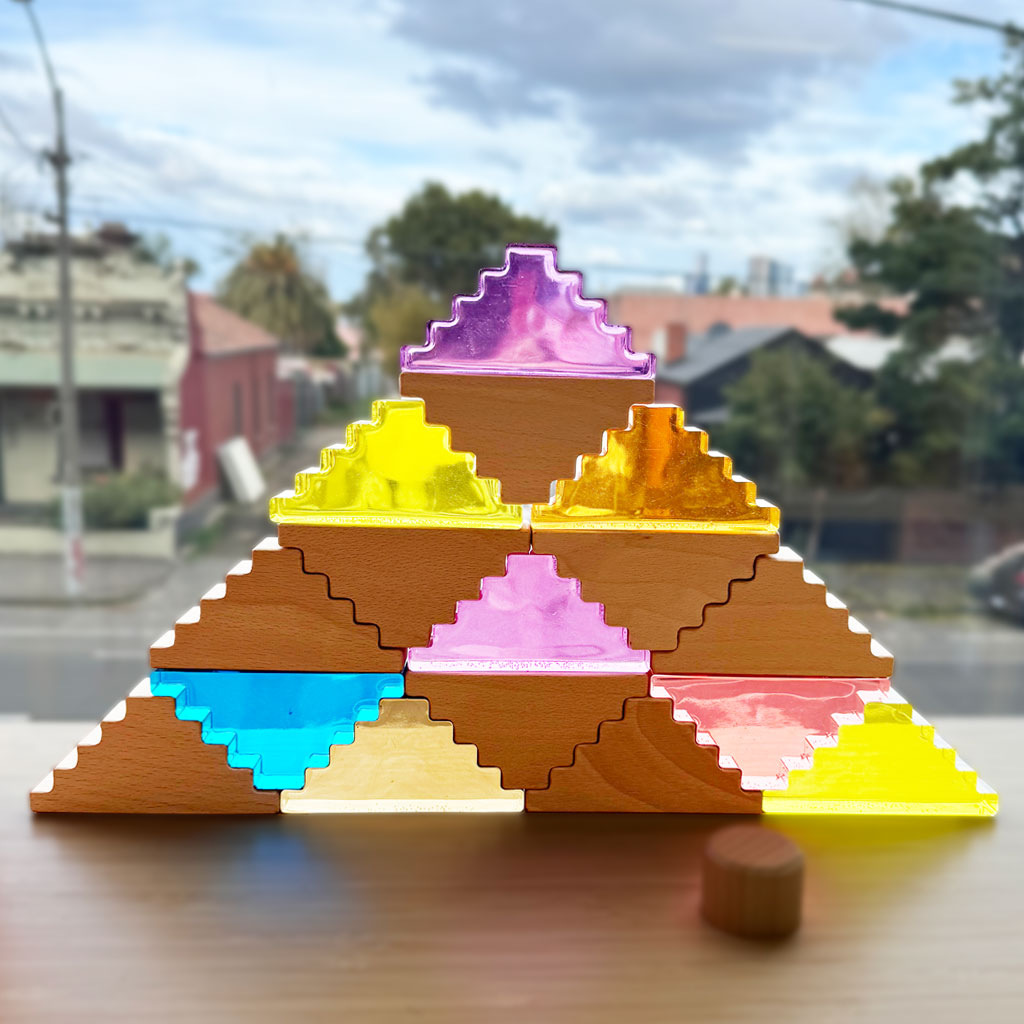 Stepped Phatt Lucite and Wood Set - 16pc