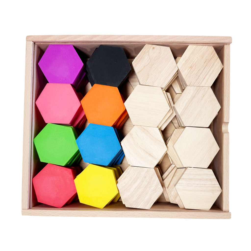 Hexagon Silicone and Wood Set - 80pc