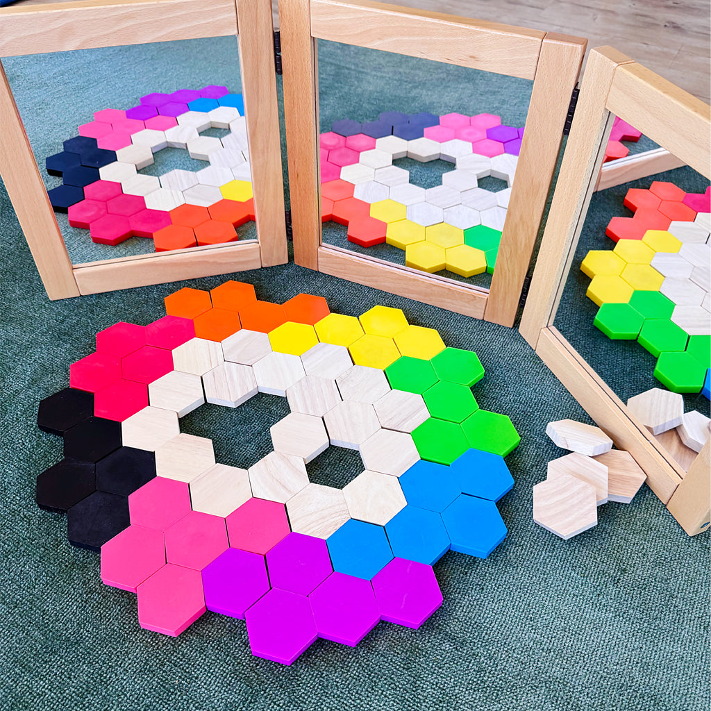 Hexagon Silicone and Wood Set - 80pc