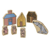 Wooden Three Little Pigs Figures -7pc