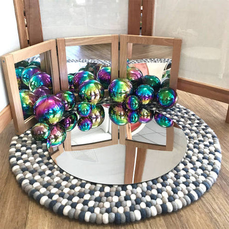 Set 2 Mirrors 60cm - Silver Round Acrylic - Educating Kids