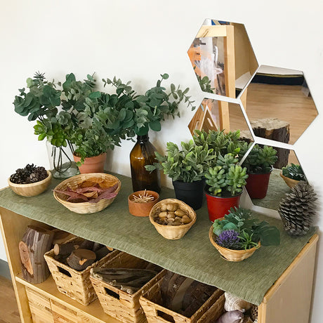 Hexagon Acrylic Mirrors Silver 30cm - 4pc