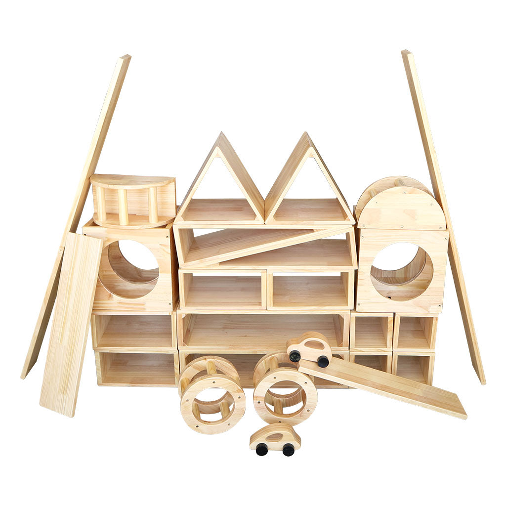 Large Wooden Hollow Blocks - 28pc