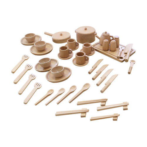 Wooden Tableware - Set of 52 - Educating Kids
