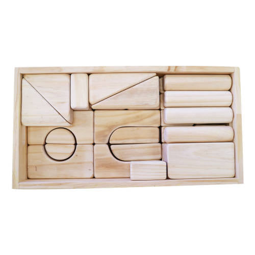 Pinewood Blocks & Wooden Box - 64pc - Educating Kids