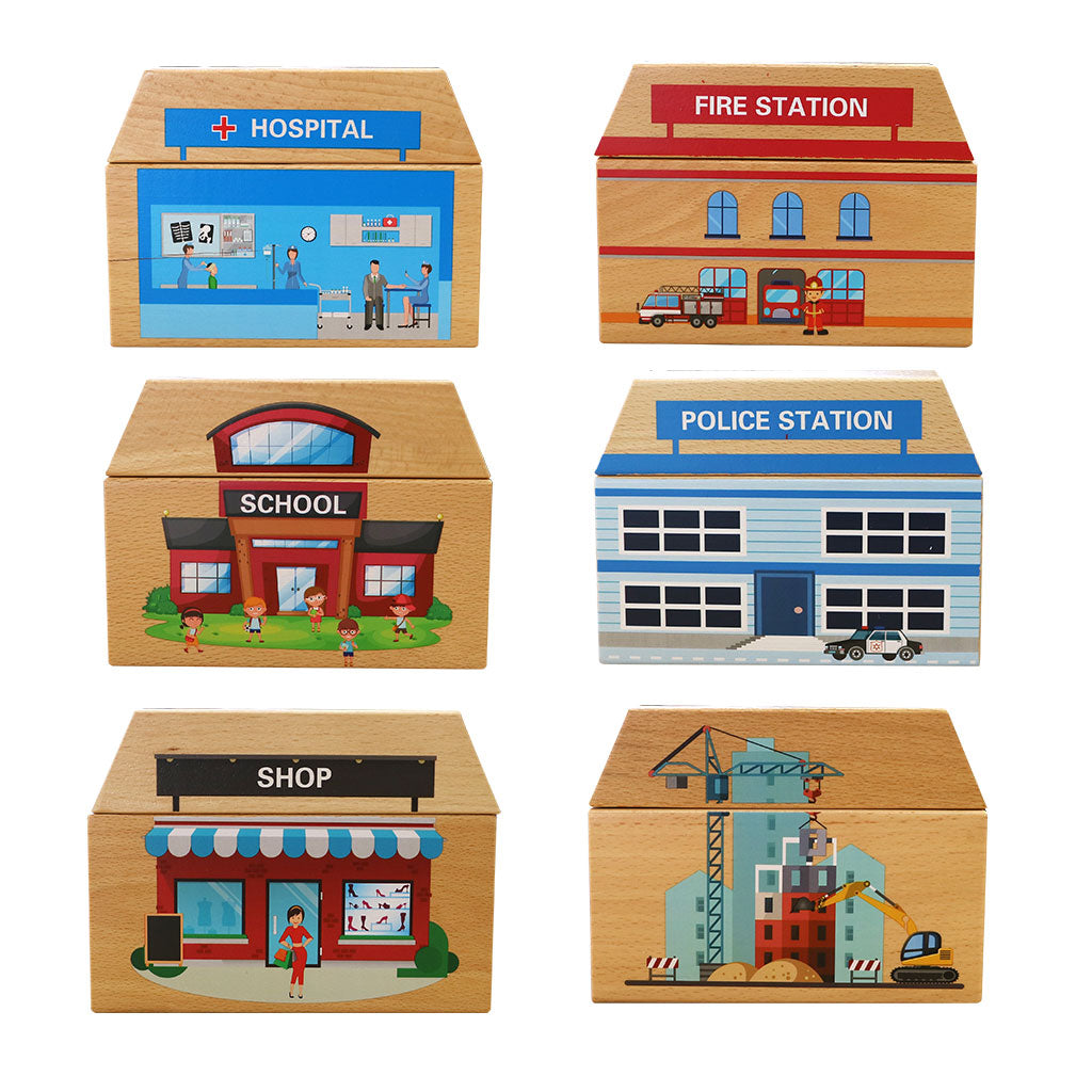 Wooden Building - 6pc