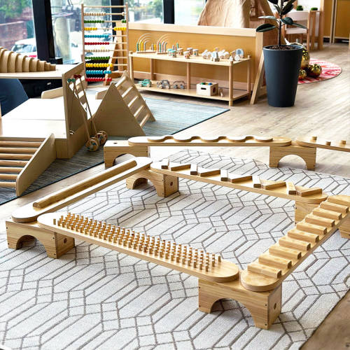 Natural Sensory Balancing Beams - 12pc - Educating Kids