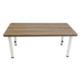 Adj Rec Table Oak Veneer & White Leg - 120x60cm - Educating Kids