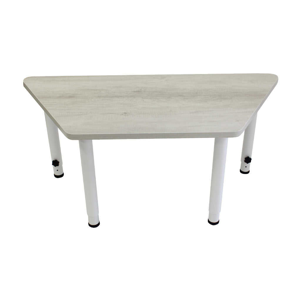 Adjustable Trapezoid Table - Whitewash Veneer & White