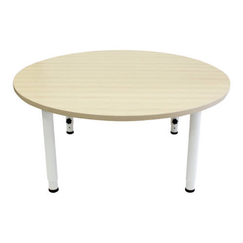 Adj Round Table Beech Veneer White Leg - 110cm Diameter - Educating Kids
