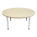 Adj Round Table Beech Veneer White Leg - 110cm Diameter - Educating Kids