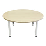Adjustable Round Table - Beech Veneer & White