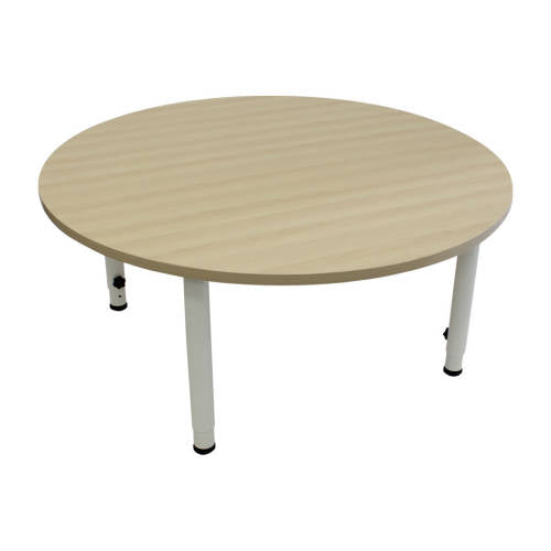Adj Round Table Beech Veneer White Leg - 110cm Diameter - Educating Kids