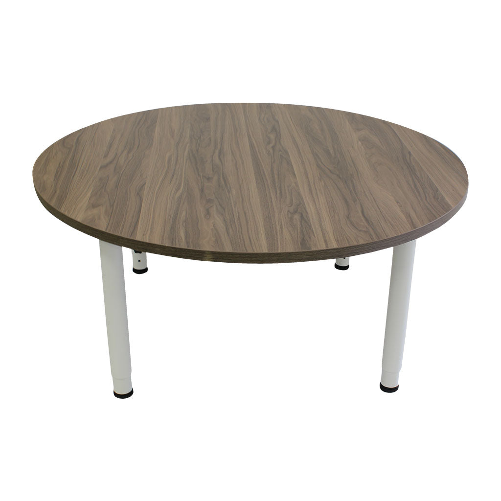 Adjustable Round Table - Oak Veneer & White