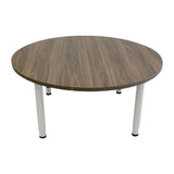 Adjustable Round Table - Oak Veneer & White