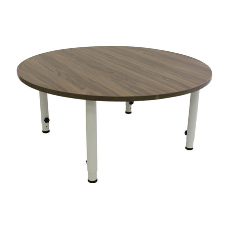 Adjustable Round Table - Oak Veneer & White