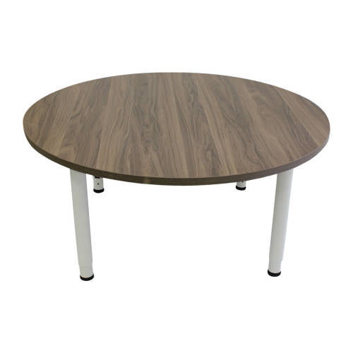 Adj Round Table Oak Veneer & White Leg - 110cm Diameter - Educating Kids