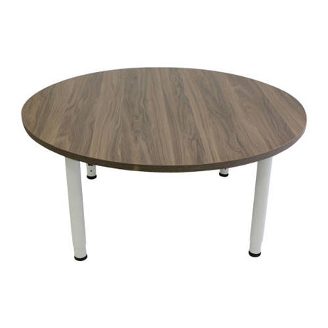 Adj Round Table Oak Veneer & White Leg - 110cm Diameter - Educating Kids