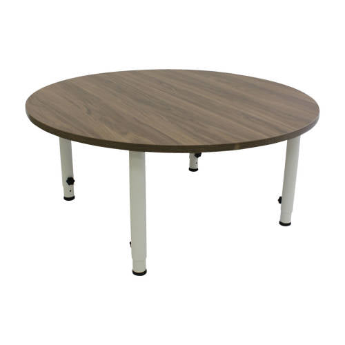 Adj Round Table Oak Veneer & White Leg - 110cm Diameter - Educating Kids