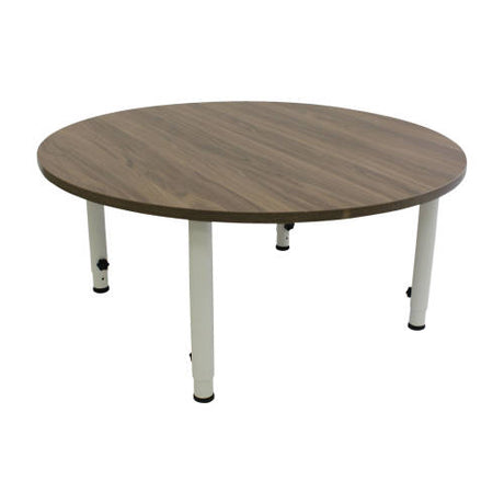 Adj Round Table Oak Veneer & White Leg - 110cm Diameter - Educating Kids
