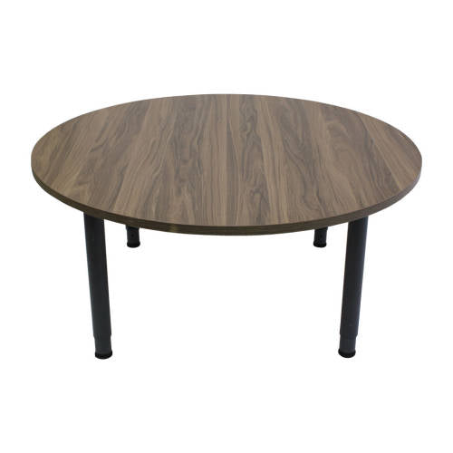 Adj Round Table Oak Veneer Charcoal Leg - 110cm Diameter - Educating Kids