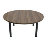 Adj Round Table Oak Veneer Charcoal Leg - 110cm Diameter - Educating Kids