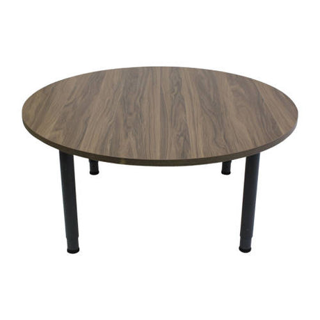 Adj Round Table Oak Veneer Charcoal Leg - 110cm Diameter - Educating Kids