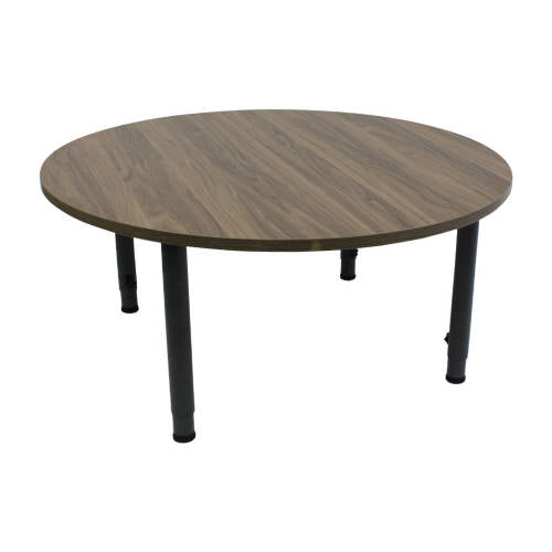 Adj Round Table Oak Veneer Charcoal Leg - 110cm Diameter - Educating Kids