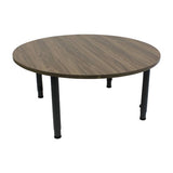 Adj Round Table Oak Veneer Charcoal Leg - 110cm Diameter - Educating Kids