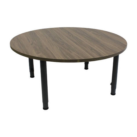 Adj Round Table Oak Veneer Charcoal Leg - 110cm Diameter - Educating Kids