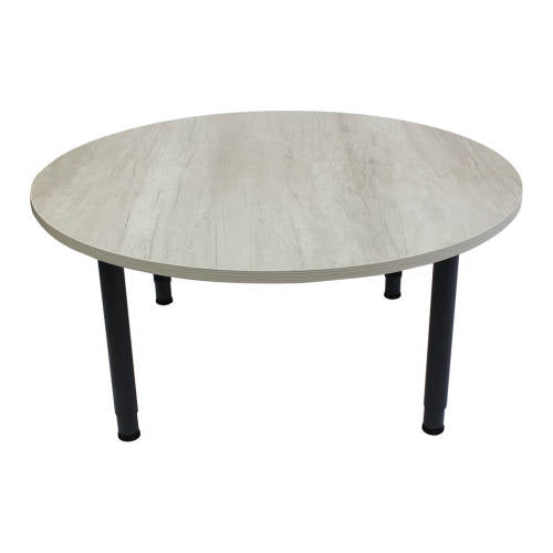 Adj Round Table Whitewash Veneer Charcoal Leg - 110cm Diameter - Educating Kids