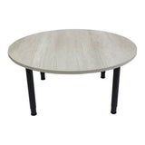 Adj Round Table Whitewash Veneer Charcoal Leg - 110cm Diameter - Educating Kids