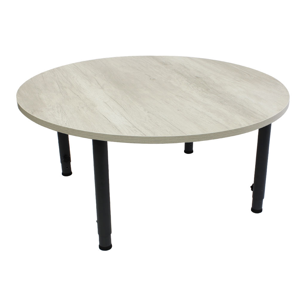 Adjustable Round Table - Whitewash Veneer & Charcoal