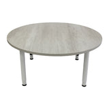Adjustable Round Table - Whitewash Veneer & White