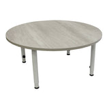 Adj Round Table Whitewash Veneer & White Leg - 110cm Diameter - Educating Kids