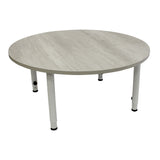 Adjustable Round Table - Whitewash Veneer & White