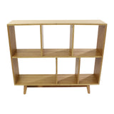 Asymmetrical Compartment Open Shelf Unit 100cm - Bamboo Veneer