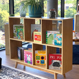 Asymmetrical Compartment Open Shelf Unit 100cm - Bamboo Veneer