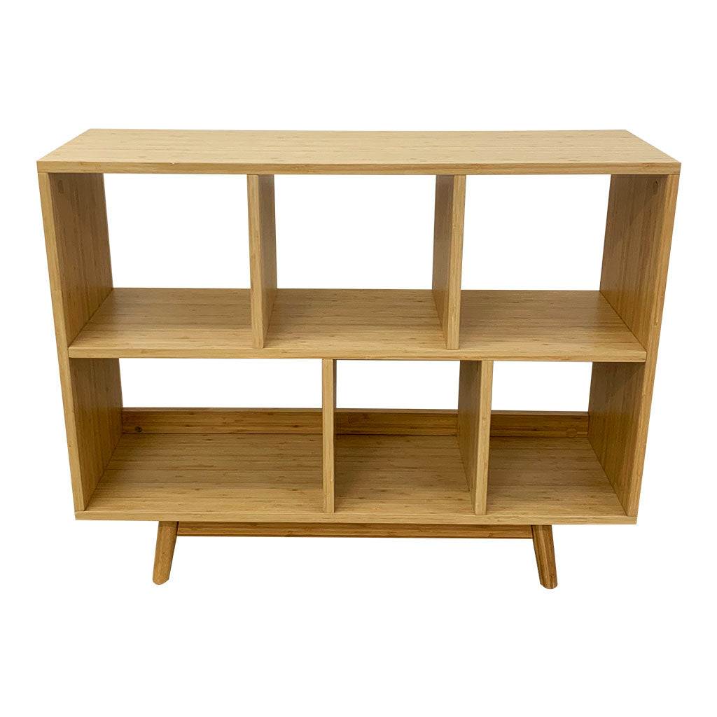 Asymmetrical Compartment Open Shelf Unit 80cm - Bamboo Veneer