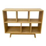 Asymmetrical Compartment Open Shelf Unit 80cm - Bamboo Veneer