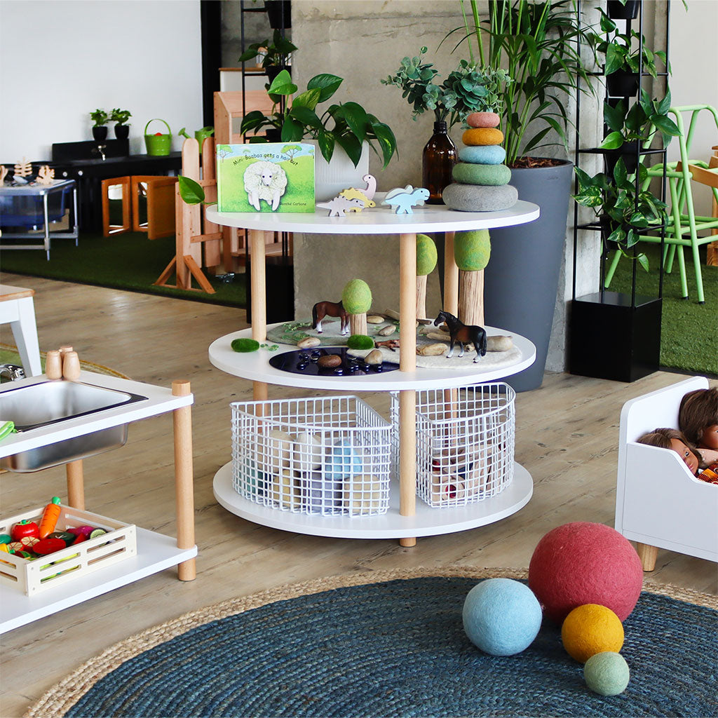 Round Open 3 Shelf Unit - White