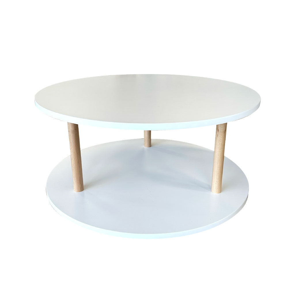 Round Open 2 Shelf Unit - White