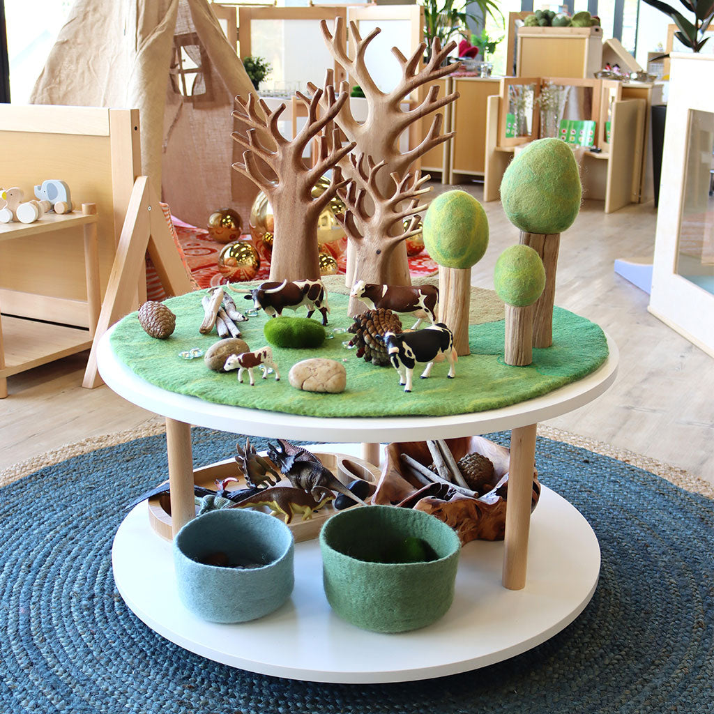 Round Open 2 Shelf Unit - White