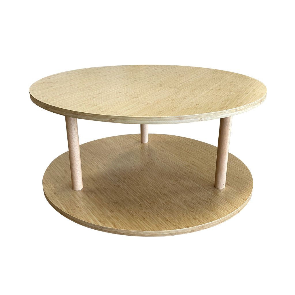 Round Open 2 Shelf Unit - Bamboo Veneer