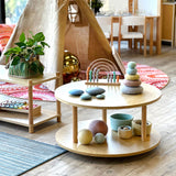 Round Open 2 Shelf Unit - Bamboo Veneer