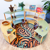 Curved Open 3 Shelf - Bamboo Veneer