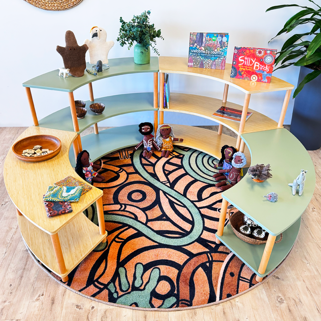 Curved Open 2 Shelf - Bamboo Veneer